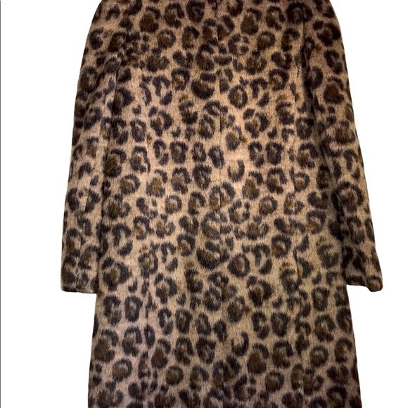 Kate Spade Leopard Wool Coat Size 00 Animal Print Long Jacket Winter Outerwear - Picture 14 of 15